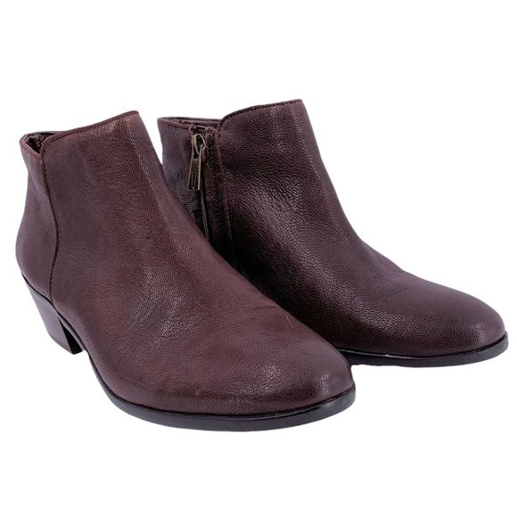 Sam Edelman PETTY Dark Brown Leather Ankle Bootie Size 6.5 Chelsea Boots